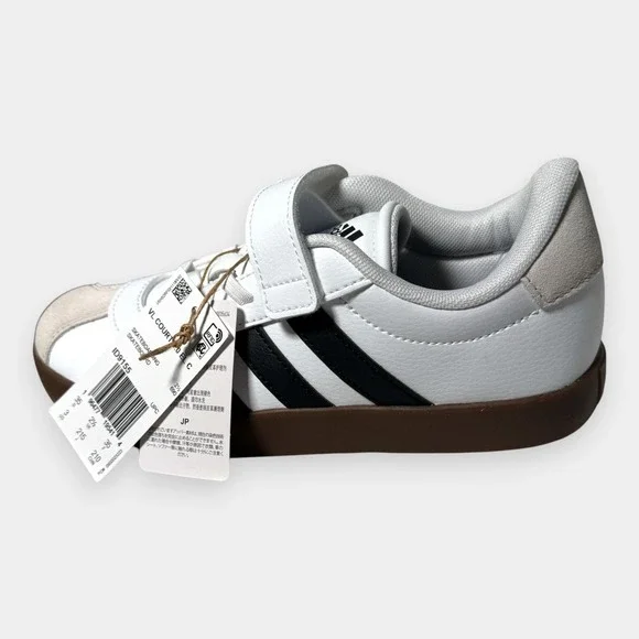 NWB Adidas VL size 3 Court 3.0‎ Kids Shoes White Black Gum Strap - Picture 6 of 13